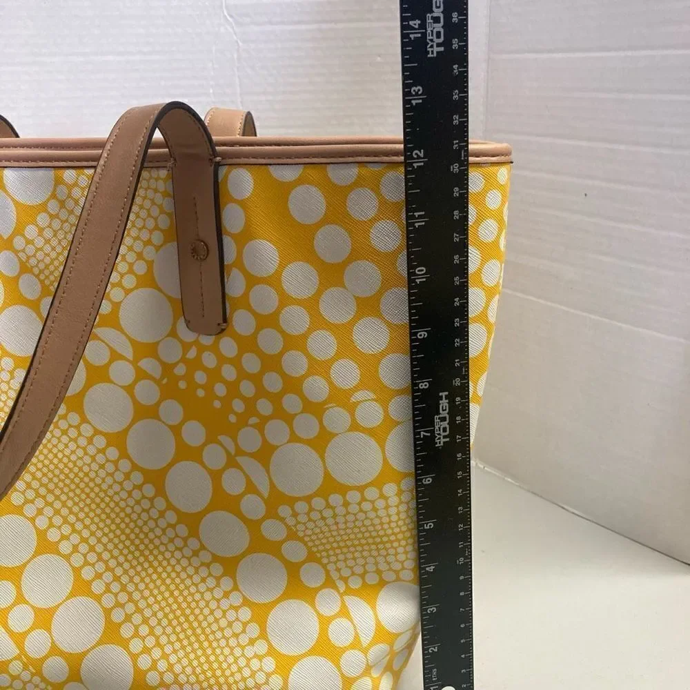 KATE LANDRY Women’s Tote Bag 12X6X13.5 Yellow & White‎